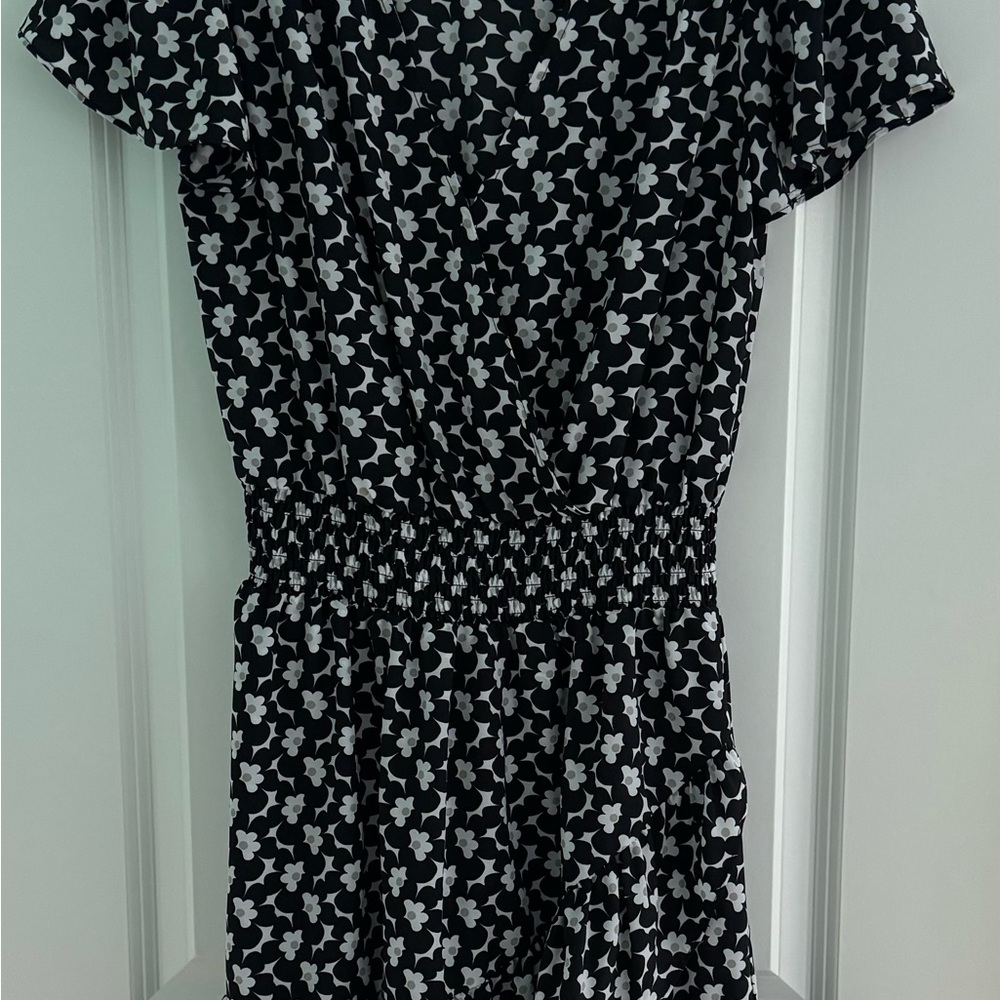 Michael Kors Black and White Flutter Sleeve Sundress